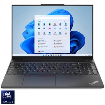 Laptop Lenovo ThinkPad E16 Gen 2 cu procesor Intel® Core™ Ultra 5 125U pana la 4.3GHz, 16'' WUXGA, IPS, 16GB DDR5 RAM, 512GB SSD, Intel® Graphics, Windows® 11 Pro, Black, 3Y Onsite upgrade