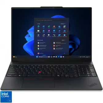 Laptop Lenovo ThinkPad E16 Gen 3 cu procesor Intel® Core 5 210H pana la 4.8GHz, 16'' WUXGA, IPS, 16GB DDR5 RAM, 512GB SSD, Intel® Graphics, Windows® 11 Pro, Black, 3y on-site Premium Care