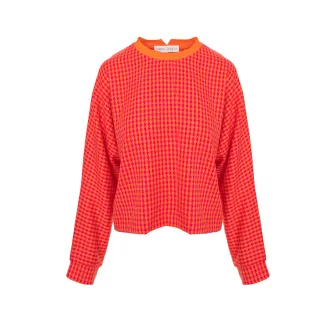 Larisa Dragna, Bluza din amestec de bumbac cu model houndstooth, Portocaliu, M