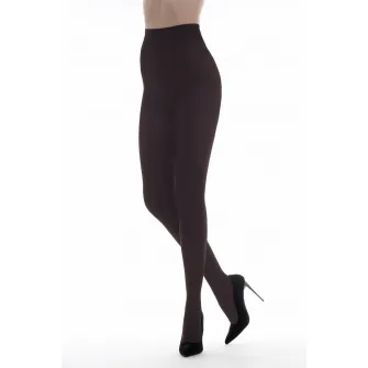 Laura Baldini, Dres din microfibra cu model uni Kashmir - 70 DEN, Maro inchis, 3