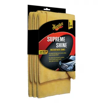 Laveta curatare suprafete Meguiar's, indepartare polish, ceara, 3 bucati, 40 x 63 cm, Supreme Shine Microfiber Towel