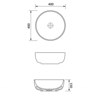 Lavoar (chiuveta baie) rotund Cersanit MODUO 40 K116-048, pentru blat, compatibil cu dulapuri/blaturi Moduo sau Crea, 44x15 cm, andacime 35.5 cm, Samota ceramica