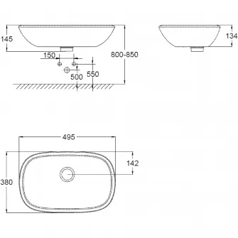 Lavoar Grohe Eurostyle 39216000, 500 x 380 mm, montare pe blat, hyperclean, ceramica, alb