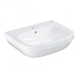Lavoar GroheEuro Ceramic, Montat pe perete, orificiu pentru robinet, preaplin, 650x514mm, alb alpin