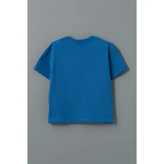 LC WAIKIKI, Set de tricou din amestec de bumbac si pantaloni - 2 piese, Alb murdar, Albastru, 80-92 CM