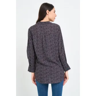 Lee Cooper, Camasa cu model si terminatie asimetrica, Alb, Albastru ultramarin, Rosu inchis, L