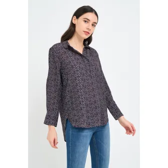 Lee Cooper, Camasa cu model si terminatie asimetrica, Alb, Albastru ultramarin, Rosu inchis, L