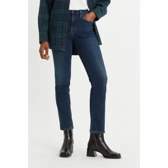 Levi's, Blugi cu croiala dreapta si talie inalta 724™, Albastru melange, W27-L32