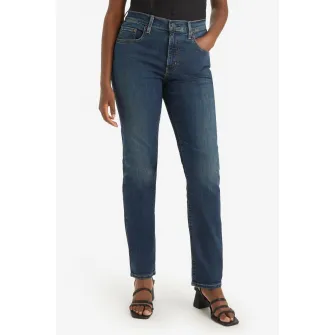Levi's, Blugi cu croiala dreapta si talie inalta 724™, Albastru melange, W27-L32