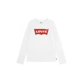 Levi's, Bluza cu decolteu rotund si imprimeu logo, Rosu, Alb, 152 CM