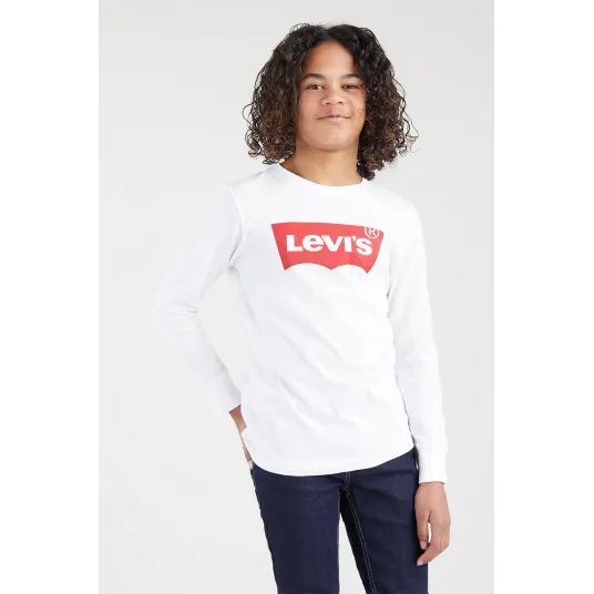 Levi's, Bluza din bumbac cu imprimeu logo, Caramiziu, Alb optic, 176 CM