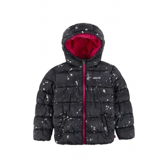 Levi's, Geaca cu gluga si imprimeu cu pete decorative, Alb, Negru stins, 164 CM
