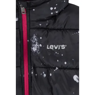 Levi's, Geaca cu gluga si imprimeu cu pete decorative, Alb, Negru stins, 164 CM
