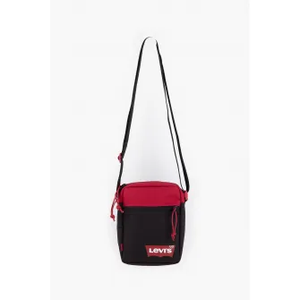 Levi's, Geanta crossbody cu imprimeu logo, Rosu, Negru