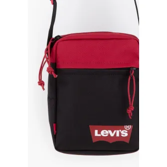 Levi's, Geanta crossbody cu imprimeu logo, Rosu, Negru
