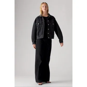 Levi's, Jacheta trucker relaxed fit din denim 90's, Negru stins, S