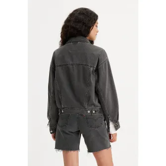 Levi's, Jacheta trucker relaxed fit din denim 90's, Negru stins, S