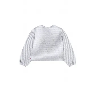 Levi's, Pulover crop cu model in dungi, Gri melange, Alb optic, 116 CM