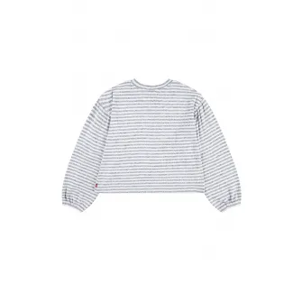 Levi's, Pulover crop cu model in dungi, Gri melange, Alb optic, 128 CM