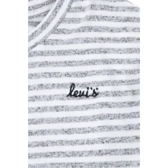 Levi's, Pulover crop cu model in dungi, Gri melange, Alb optic, 116 CM