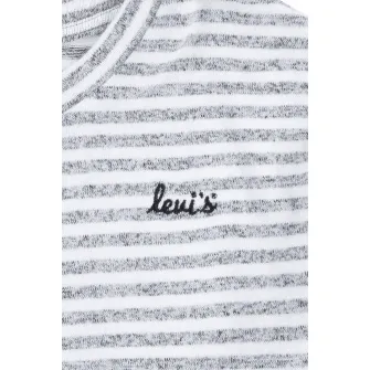 Levi's, Pulover crop cu model in dungi, Gri melange, Alb optic, 128 CM
