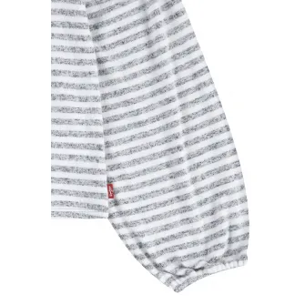 Levi's, Pulover crop cu model in dungi, Gri melange, Alb optic, 128 CM