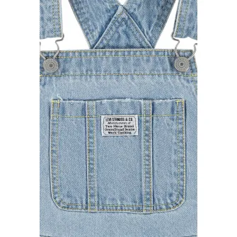 Levi's, Salopeta scurta de denim cu decolteu patrat, Albastru prafuit, 164 CM