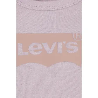 Levi's, Set de body din bumbac organic si pantaloni de trening, Albastru deschis, Roz prafuit, 68 CM
