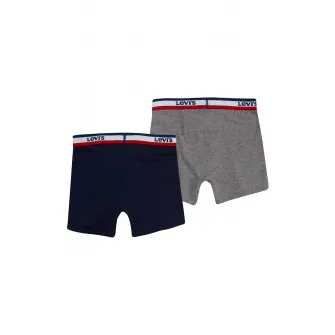 Levi's, Set de boxeri cu banda logo - 2 perechi, Gri melange, Bleumarin, 116-134 CM
