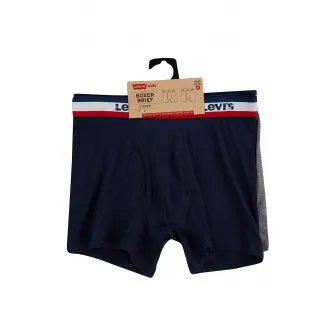 Levi's, Set de boxeri cu banda logo - 2 perechi, Gri melange, Bleumarin, 116-134 CM