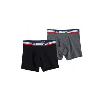 Levi's, Set de boxeri cu banda logo - 2 perechi, Negru, Gri inchis melange, 122-128 CM