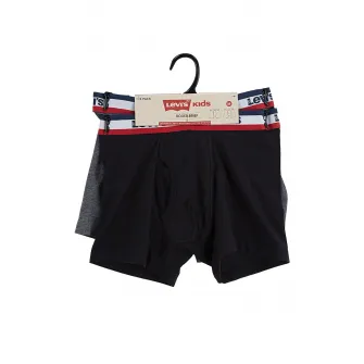 Levi's, Set de boxeri cu banda logo - 2 perechi, Negru, Gri inchis melange, 122-128 CM