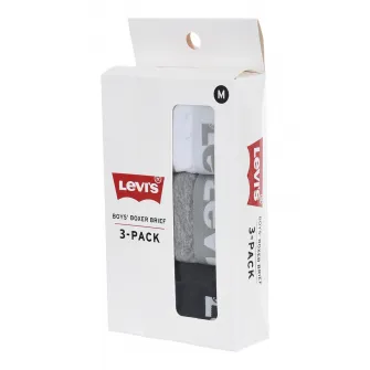 Levi's, Set de boxeri cu banda logo - 3 perechi, Alb, Gri melange, Bleumarin, 116-132 CM