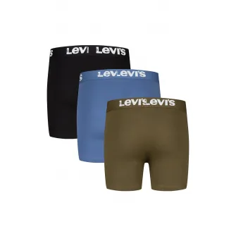 Levi's, Set de boxeri cu banda logo - 3 perechi, Verde militar, Albastru, 116-132 CM