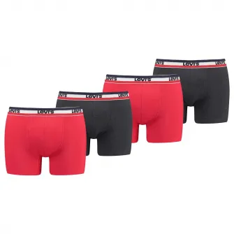 Levi's, Set de boxeri cu banda logo in talie - 3 perechi, Rosu, Negru, S