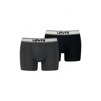 Levi's, Set de boxeri din amestec de bumbac cu banda elastica in talie cu logo - 2 perechi, Gri antracit, S