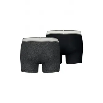 Levi's, Set de boxeri din amestec de bumbac cu banda elastica in talie cu logo - 2 perechi, Gri antracit, S