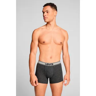 Levi's, Set de boxeri din amestec de bumbac cu banda elastica in talie cu logo - 2 perechi, Gri antracit, S
