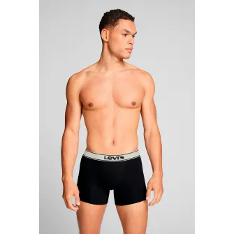 Levi's, Set de boxeri din amestec de bumbac cu banda elastica in talie cu logo - 2 perechi, Gri antracit, S
