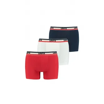 Levi's, Set de boxeri din amestec de bumbac organic - 3 perechi, Rosu, Alb, Bleumarin, S