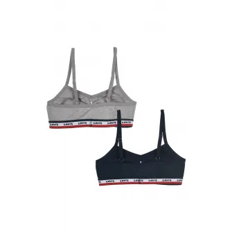 Levi's, Set de bustiere din amestec de bumbac cu banda logo - 2 Piese, Negru, Gri deschis, 128-140 CM