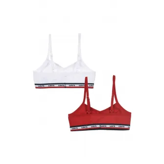 Levi's, Set de bustiere din amestec de bumbac cu banda logo - 2 Piese, Rosu, Alb optic, 128-140 CM