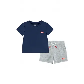 Levi's, Set de imbracaminte cu detalii logo - 2 piese, Albastru inchis, Gri deschis melange, 62 CM