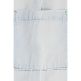 Levi's, Set de palarie bucket si salopeta de bumbac, Albastru prafuit, 62 CM