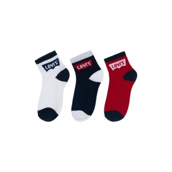 Levi's, Set de sosete scurte cu imprimeu logo - 3 perechi, Negru, Rosu inchis, Alb optic, 35-37.5 EU