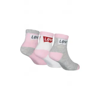 Levi's, Set de sosete scurte cu imprimeu logo - 3 perechi, Gri melange, Roz, 35-37 EU