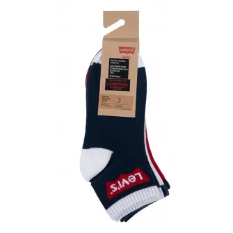 Levi's, Set de sosete scurte cu imprimeu logo - 3 perechi, Negru, Rosu inchis, Alb optic, 35-37.5 EU