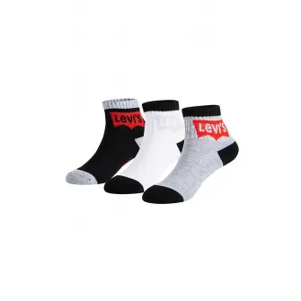 Levi's, Set de sosete scurte cu logo - 3 perechi, Negru, Alb, Gri melange, 27-35 EU