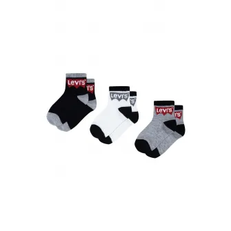 Levi's, Set de sosete scurte cu logo - 3 perechi, Negru, Alb, Gri melange, 27-35 EU
