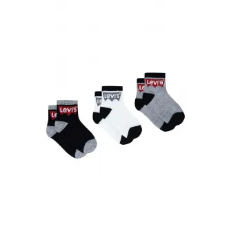Levi's, Set de sosete scurte cu logo - 3 perechi, Negru, Alb, Gri melange, 27-35 EU